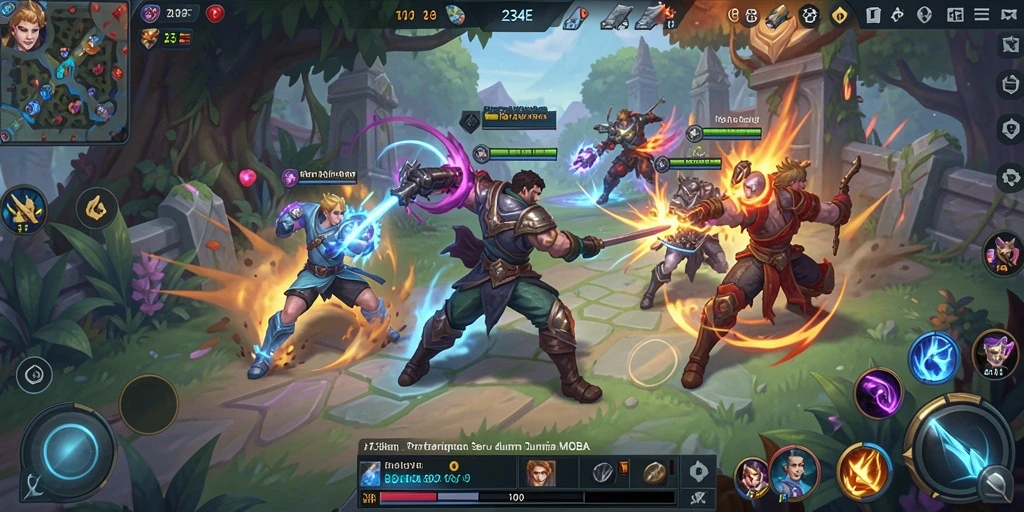 Tampilan utama gameplay MOBA yang mendebarkan dan penuh aksi.