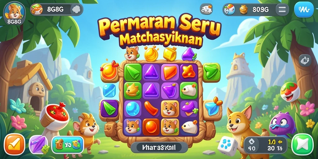 Screenshot menampilkan gameplay seru 8G8G dalam kategori Match-3.