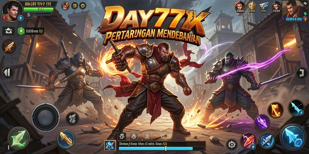 Tampilan gameplay mendebarkan saat pertarungan di DAY777.