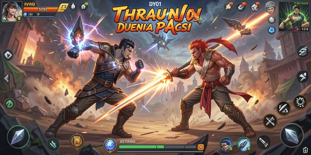Tampilan gameplay DY01 dengan aksi pertarungan yang intens dan karakter dinamis.