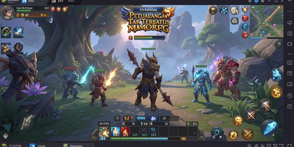 Tampilan tangkapan layar EVIP2 menampilkan aksi seru dalam dunia MMORPG.