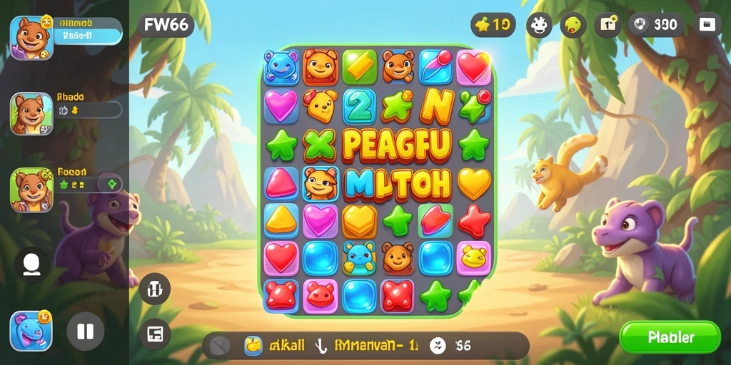 Screenshot FW66 menampilkan gameplay seru dan grafis yang warna-warni.