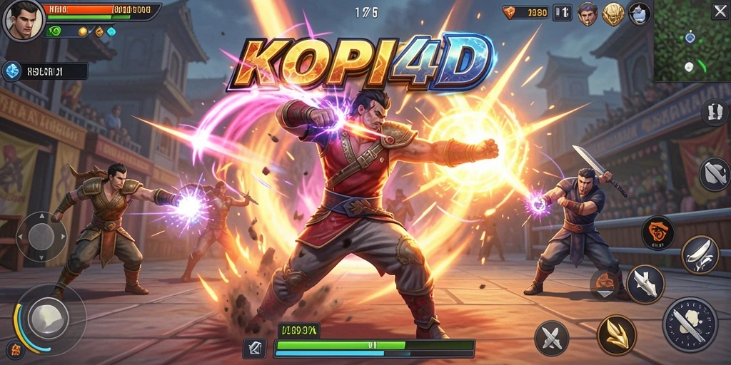 Tampilan gameplay KOPI4D yang menegangkan saat pertarungan.