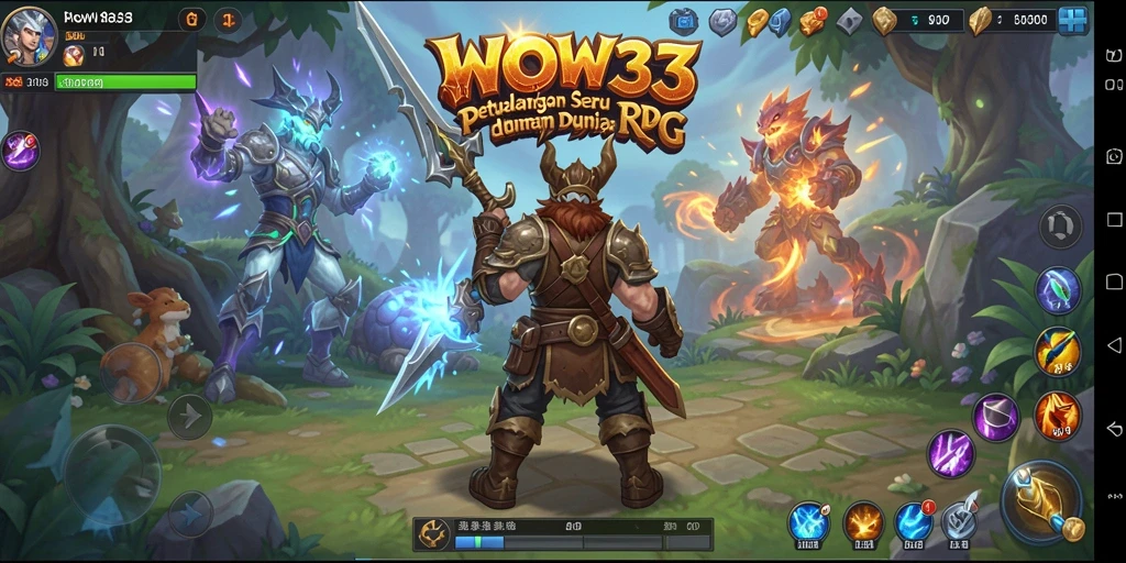Tampilan screenshot WOW33 menampilkan aksi seru dalam pertempuran RPG.