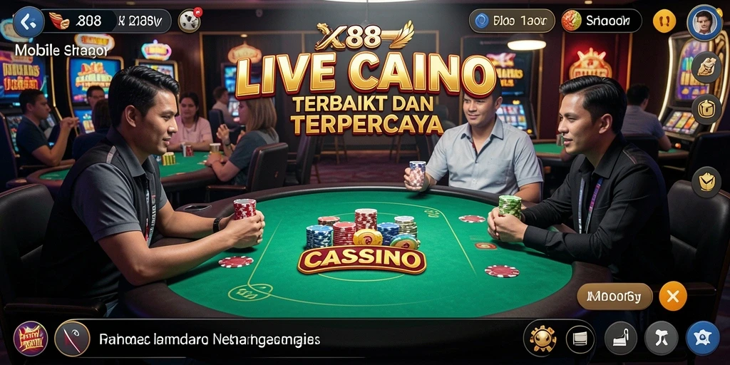 Screenshot X88 menampilkan gameplay Live Casino yang mendebarkan.