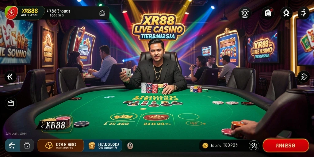 Tampilan gameplay Live Casino XR88 dengan dealer langsung dan interaksi nyata.